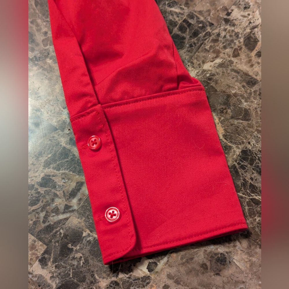 Vision 155 Red Long Sleeve Button-Up Shirt - Picture 4 of 6